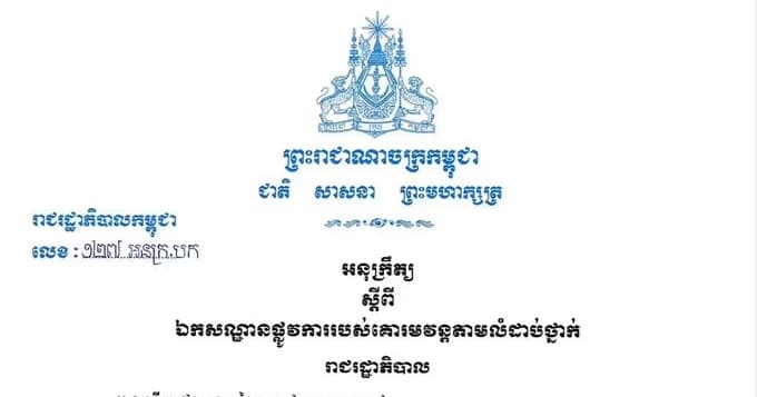 អនុក្រឹត្យ ស្តីពី ឯកសណ្ឋានផ្លូវការរបស់គោរមវន្តតាមលំដាប់ថ្នាក់